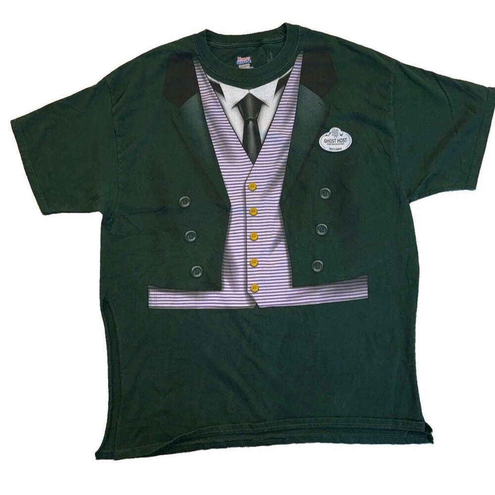 Disney Parks Haunted Mansion Ghost Host Costume T Shirt 2XL Green Altered
